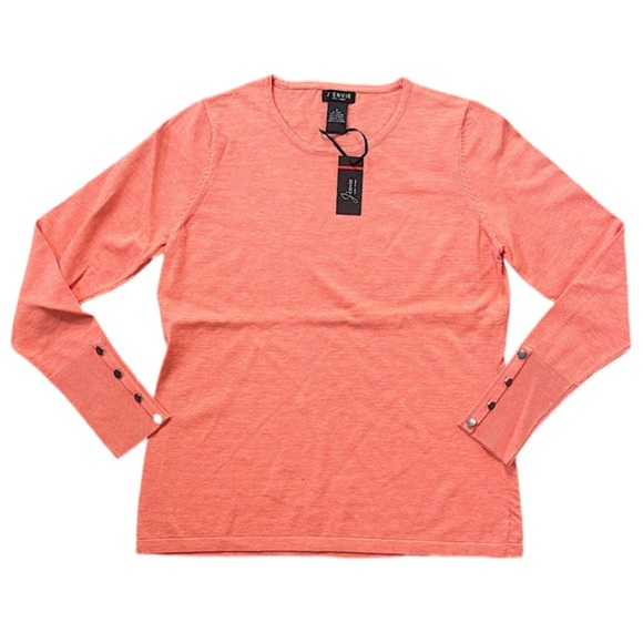 J’Envie Tops - J’Envie Long Sleeve Button Detail Blouse Top Peach Salmon Women’s Size S NWT